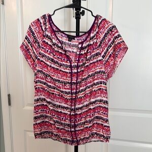 Ann Taylor Pink and White Boxy Blouse